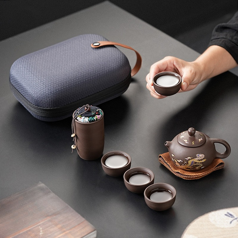 Gongfu Tea Set - Purple Clay Travel Tea Set with