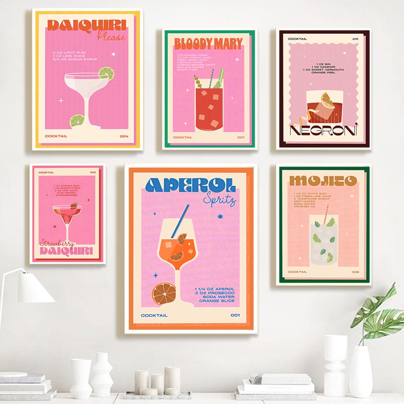 Coffee Tea Poster - Cocktail Mojito Juice Drinks Bar Vintage
