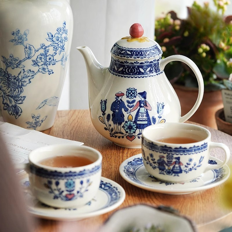 Coffee Tea English - Vintage ceramic coffee cups and plates,