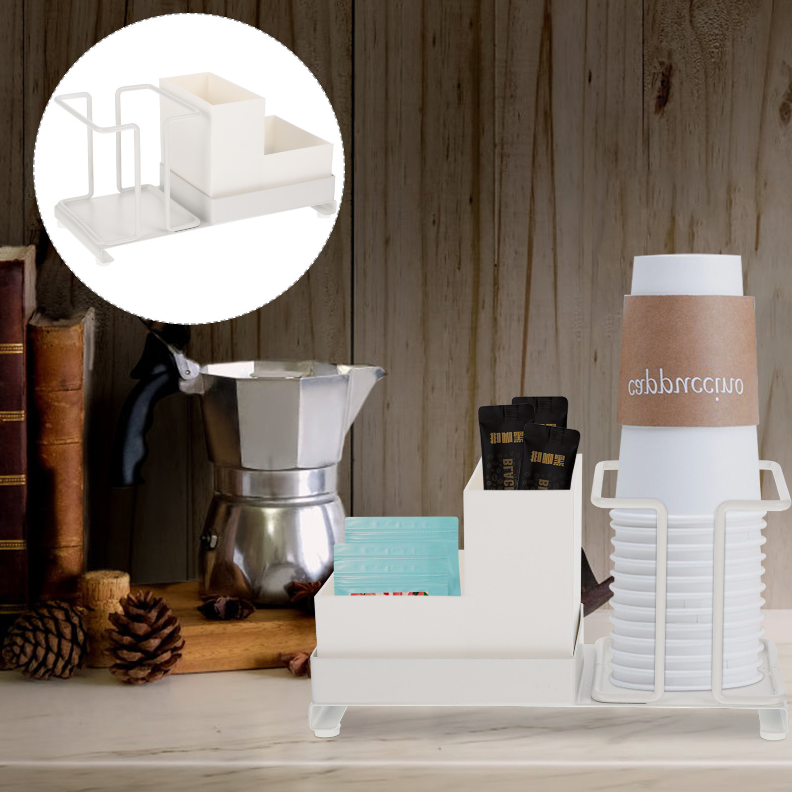 Coffee Tea Home - Coffee Bar Organizer Cup Rack with