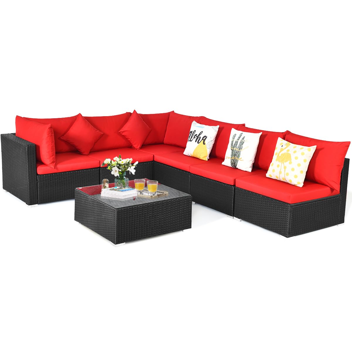 Coffee Tea Garden - 7 Pieces Patio Furniture Set, Outdoor