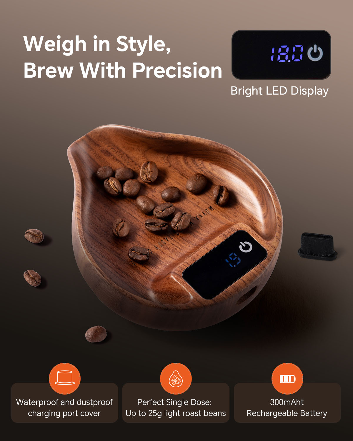 Muvna wooden Coffee Scale，Rech – Coffee Bean Scale recenzja i cena