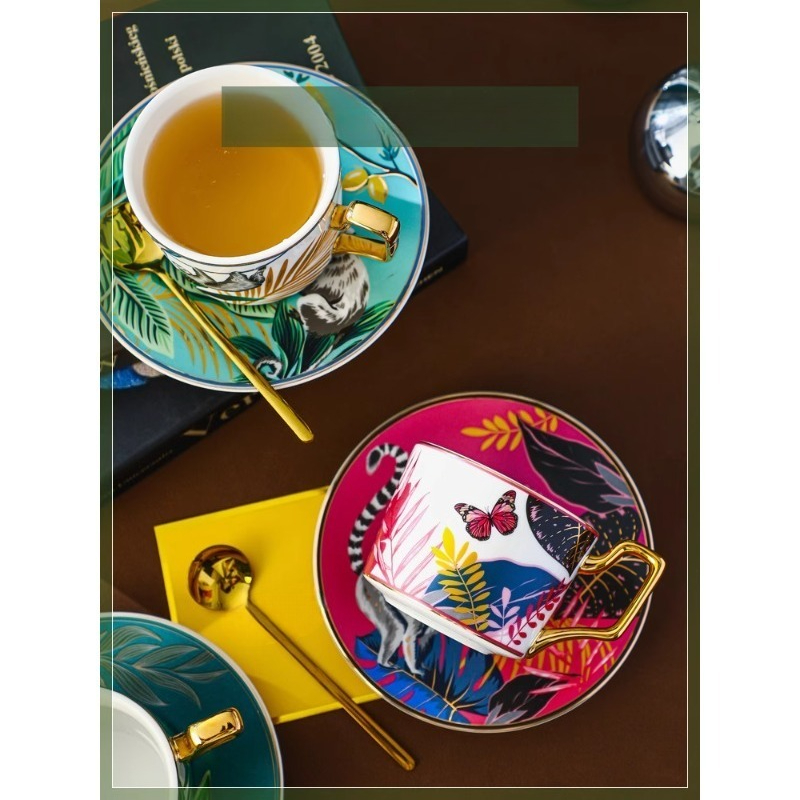 Jungle Animal Coffee Cup Plate – Coffee Tea English recenzja i cena