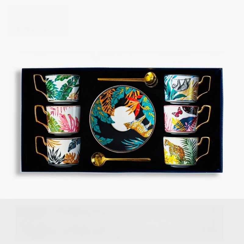 Jungle Animal Coffee Cup Plate – Coffee Tea English recenzja i cena