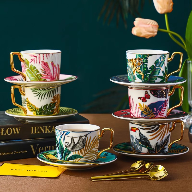 Jungle Animal Coffee Cup Plate – Coffee Tea English recenzja i cena