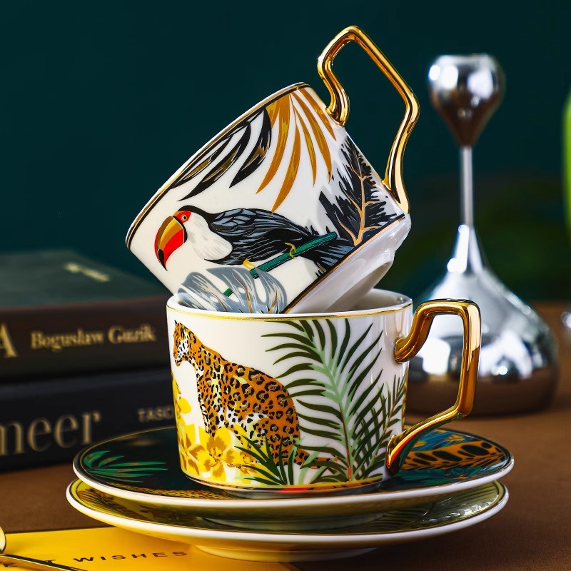 Jungle Animal Coffee Cup Plate – Coffee Tea English recenzja i cena