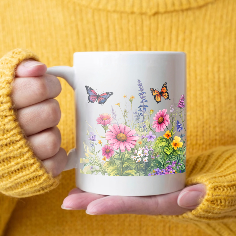 Ceramic cup white flower garde – Coffee Tea Garden recenzja i cena
