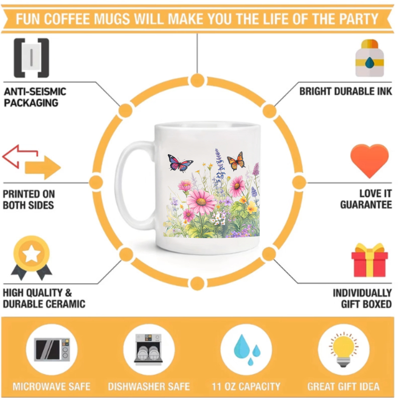 Ceramic cup white flower garde – Coffee Tea Garden recenzja i cena