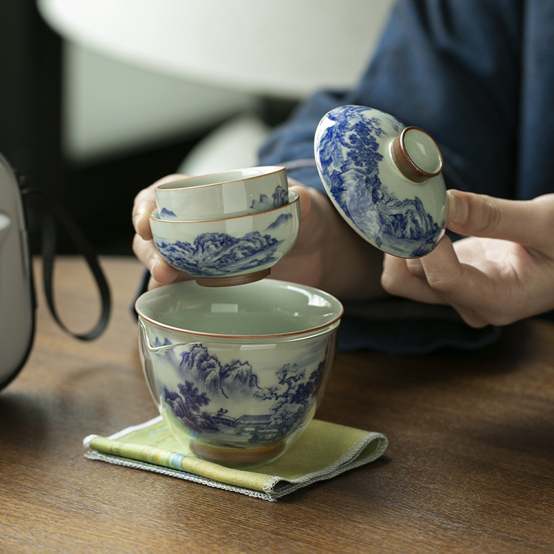 Chinese Retro Blue and White P – Gongfu Tea Set recenzja i cena