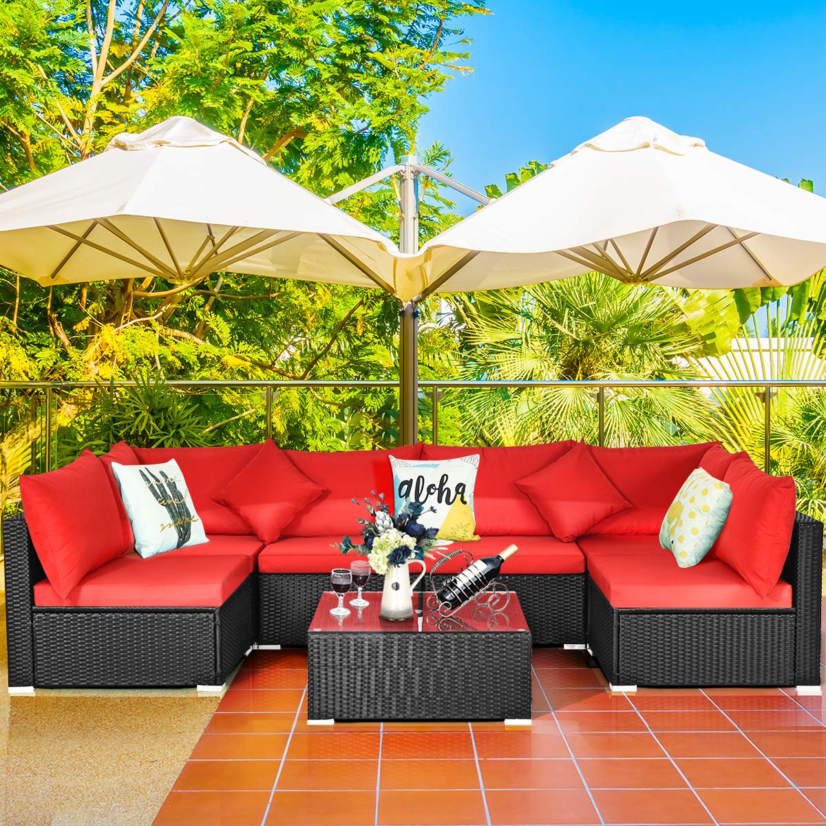 7 Pieces Patio Furniture Set,  – Coffee Tea Garden recenzja i cena