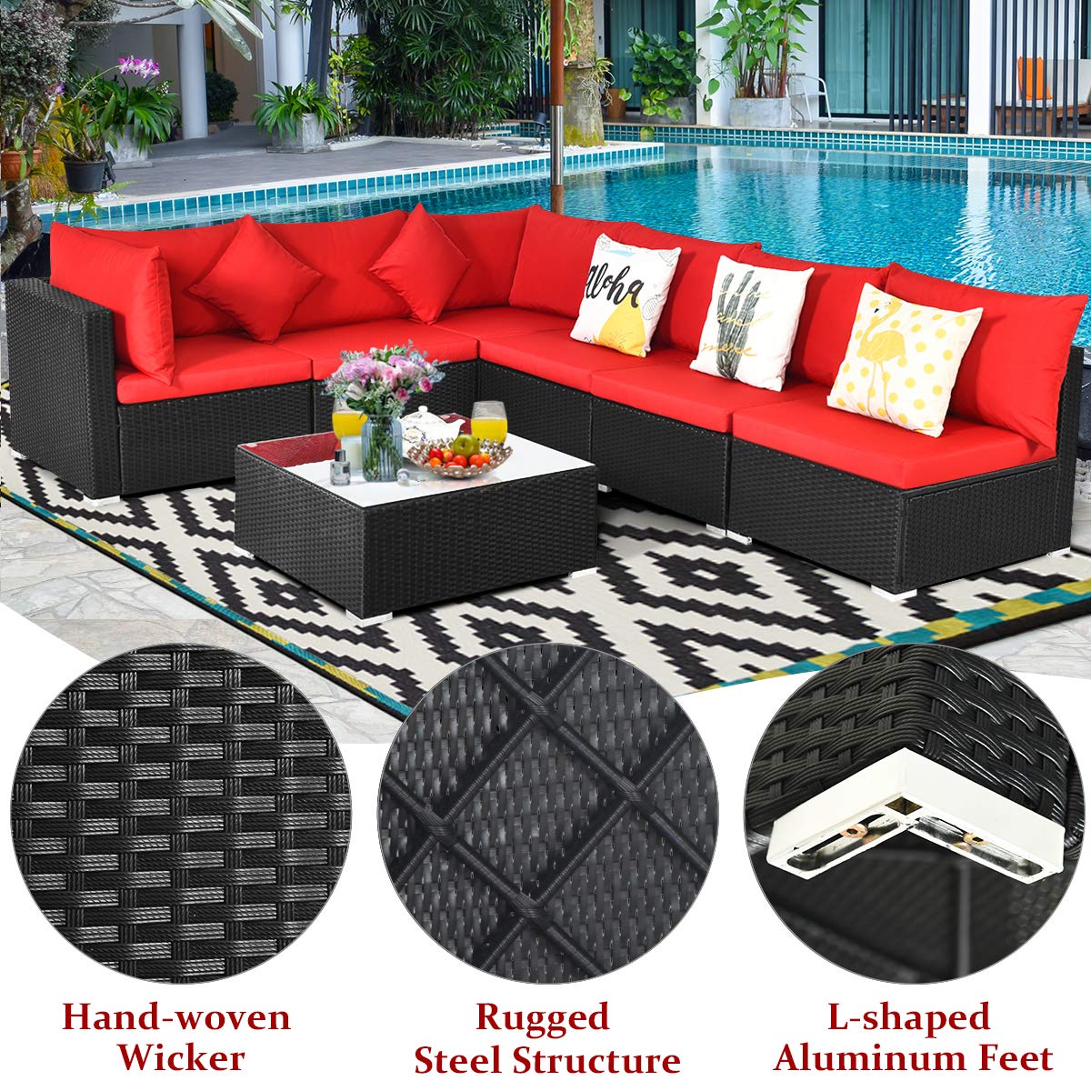 7 Pieces Patio Furniture Set,  – Coffee Tea Garden recenzja i cena